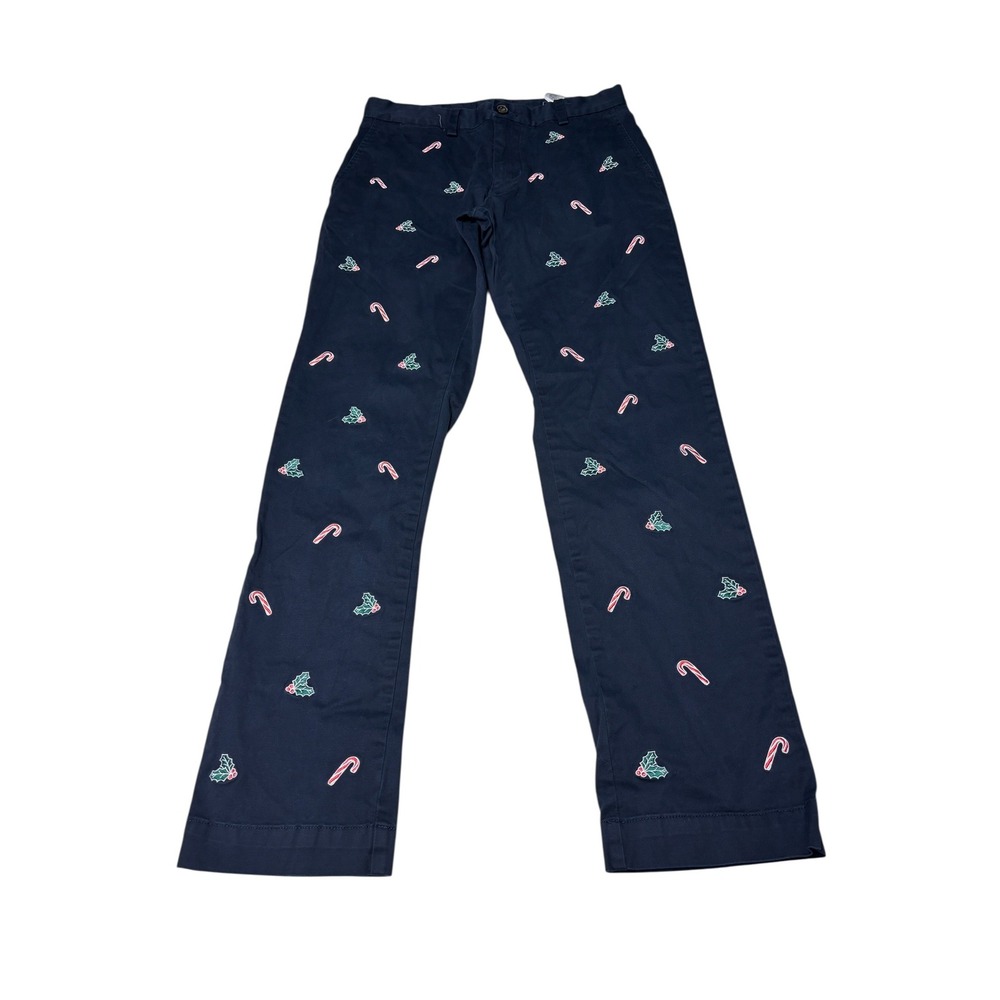 Vineyard Vines Mens Christmas Candy Cane Holly Embroidered Chino Pants 30x32